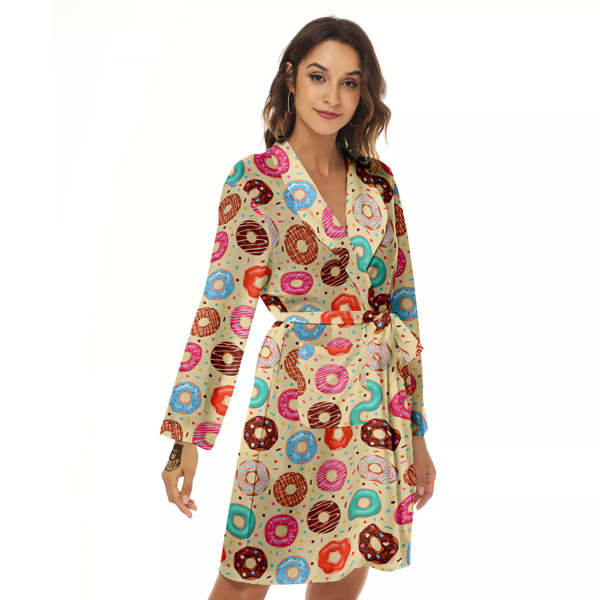 Donut Colorful Print Pattern Women's Robe-grizzshop