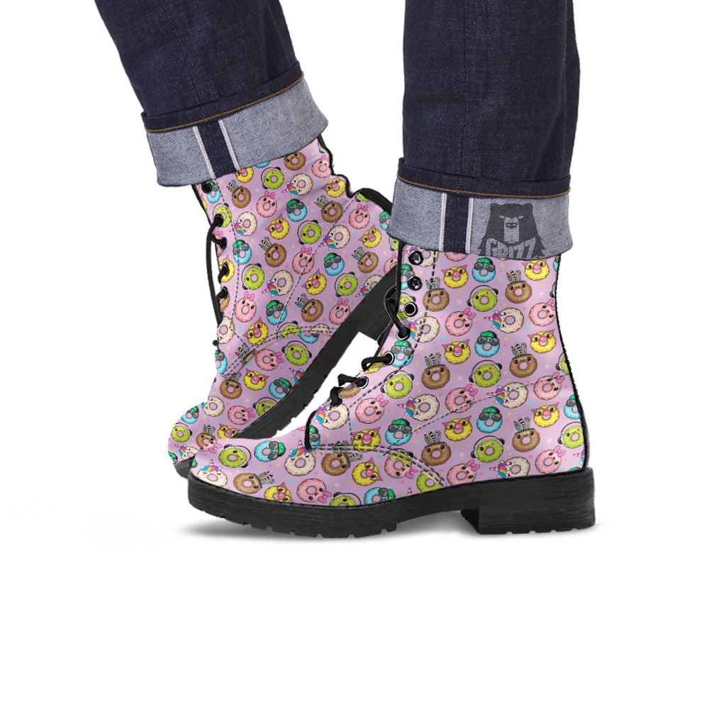 Donut Cute Print Pattern Leather Boots-grizzshop