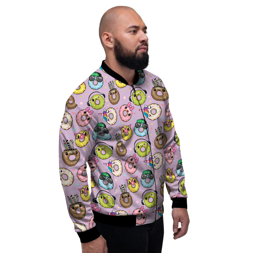 Donut Cute Print Pattern Men's Bomber Jacket-grizzshop