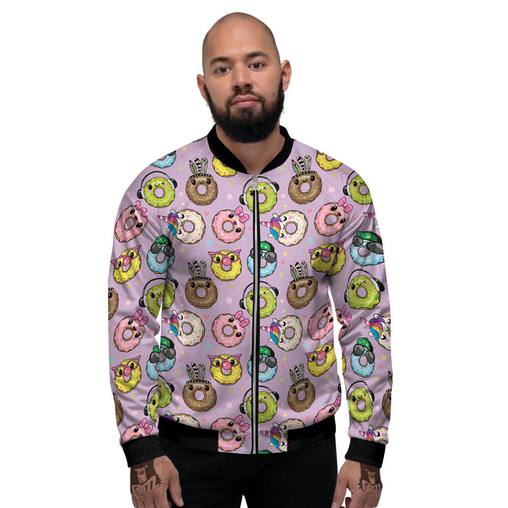 Donut Cute Print Pattern Men's Bomber Jacket-grizzshop