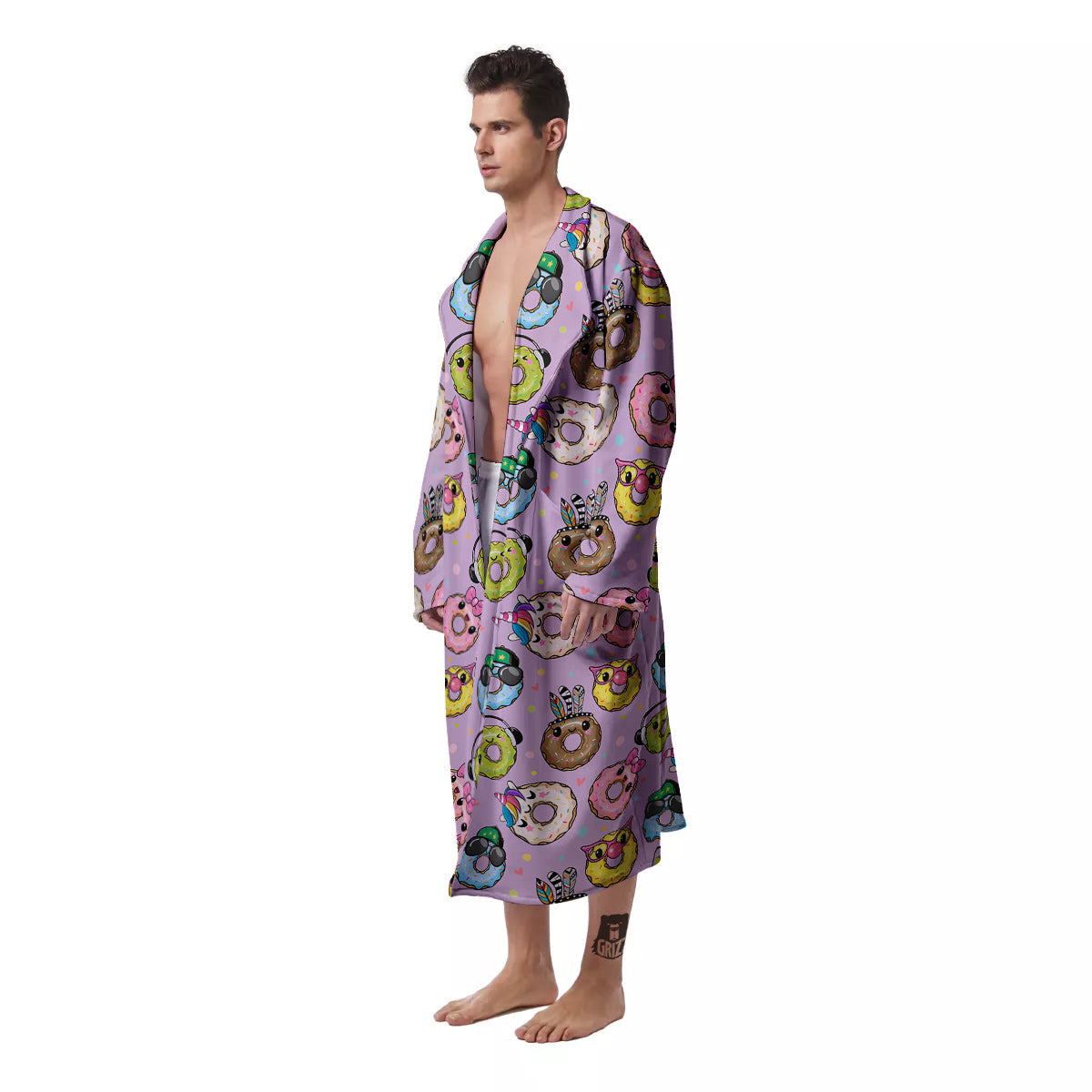 Donut Cute Print Pattern Men's Robe-grizzshop