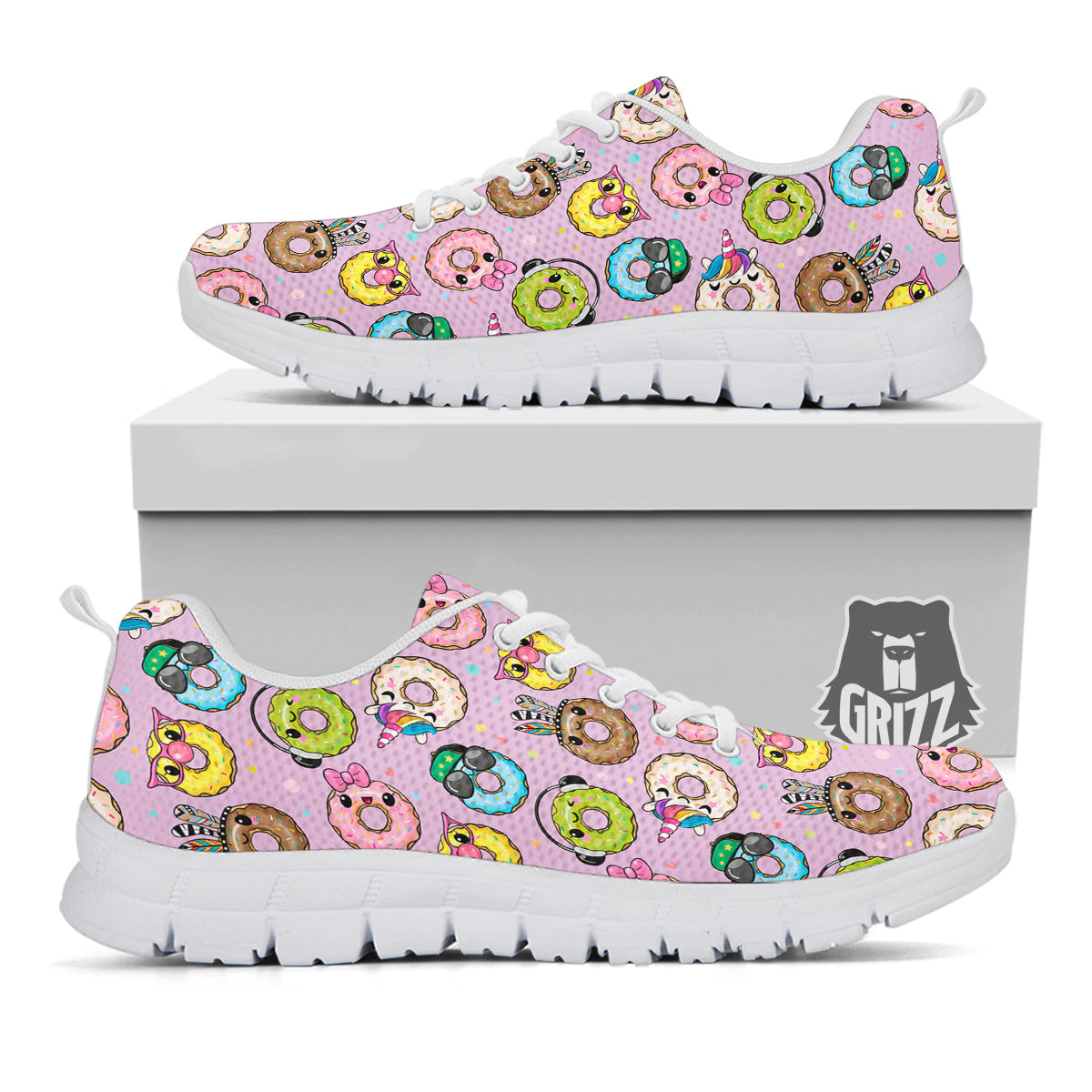 Donut Cute Print Pattern White Sneaker-grizzshop