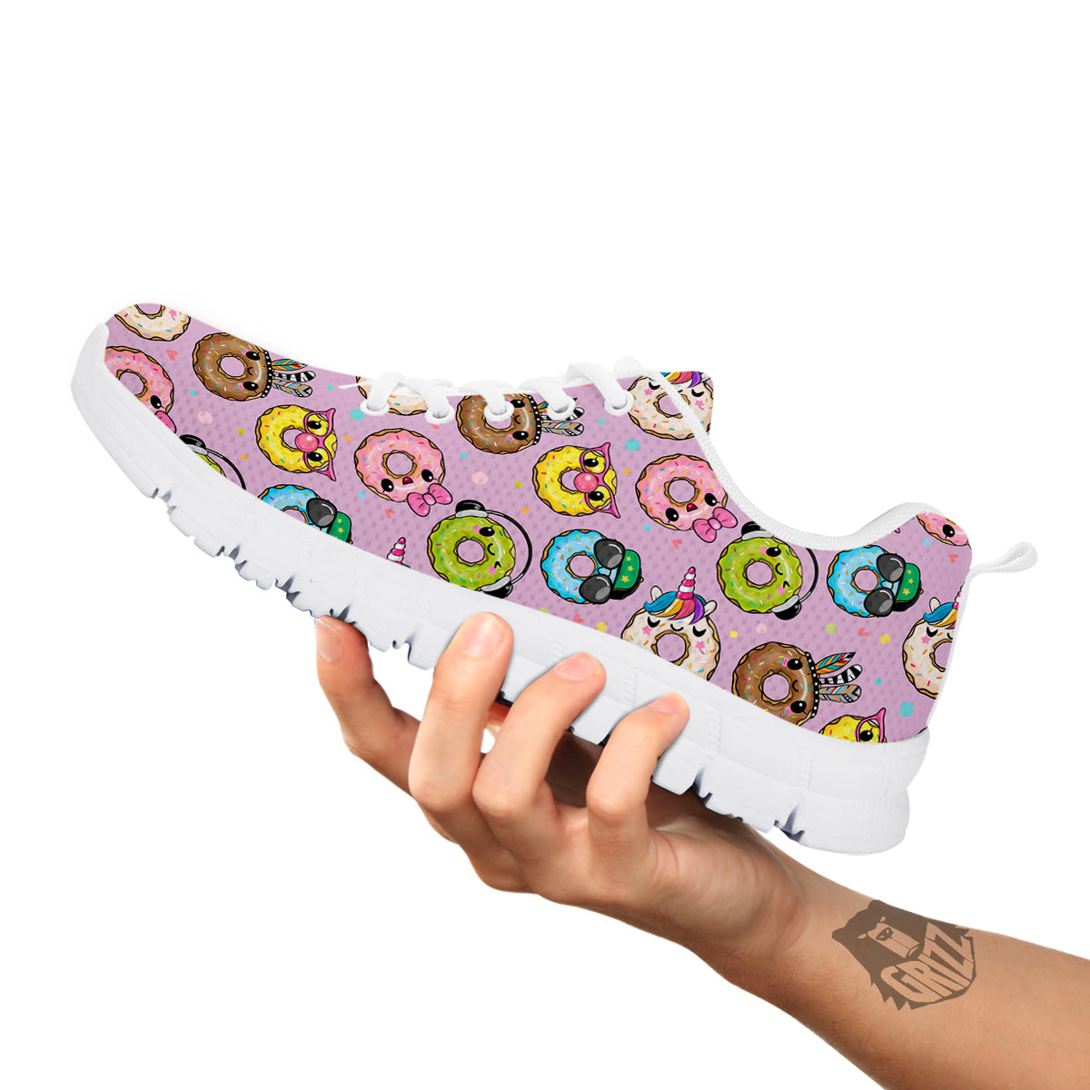 Donut Cute Print Pattern White Sneaker-grizzshop