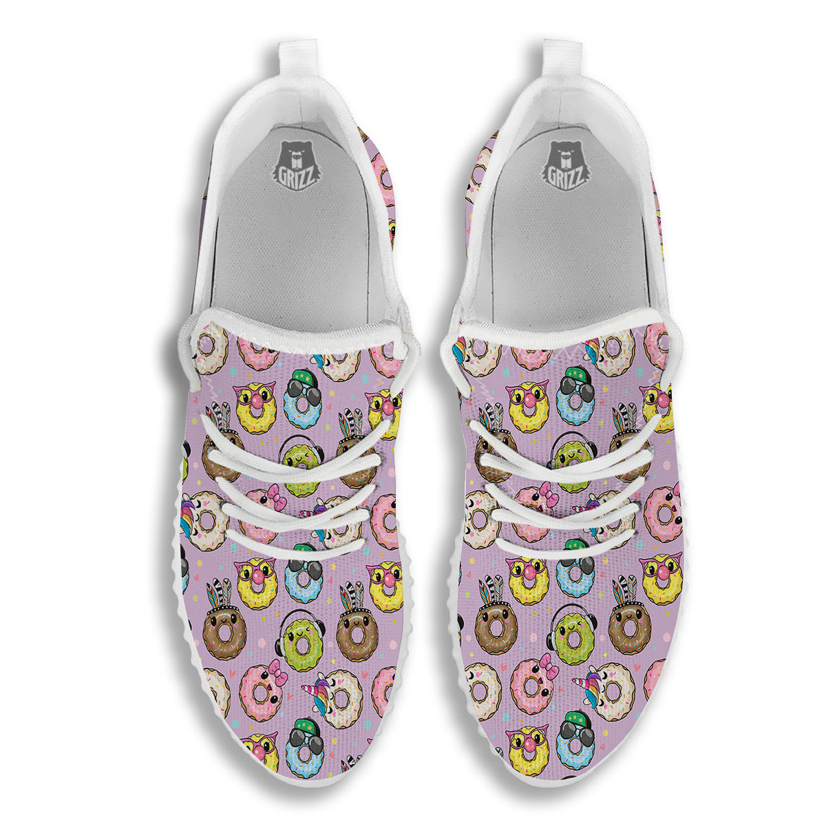 Donut Cute Print Pattern White Walking Shoes-grizzshop