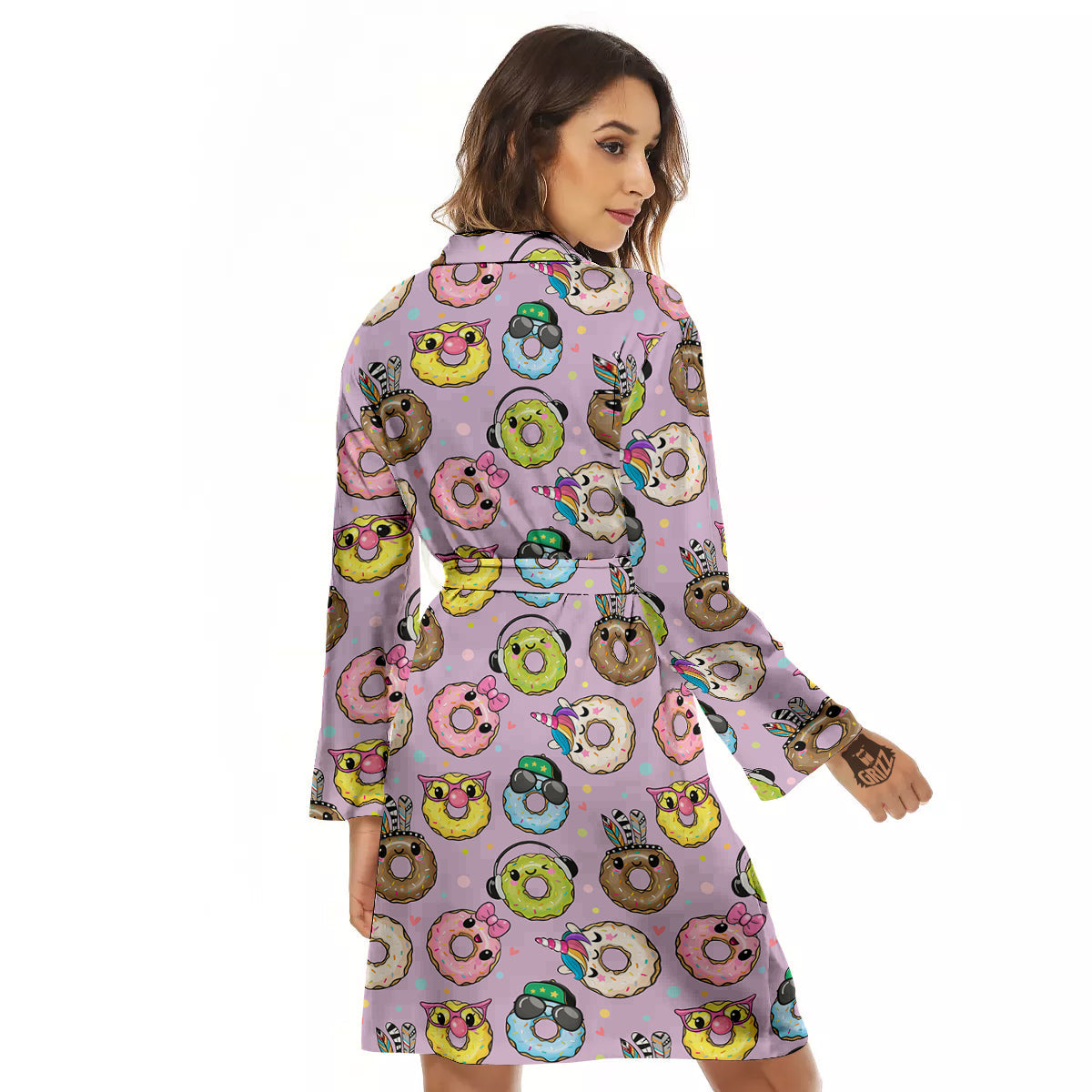 Donut Cute Print Pattern Women's Robe-grizzshop