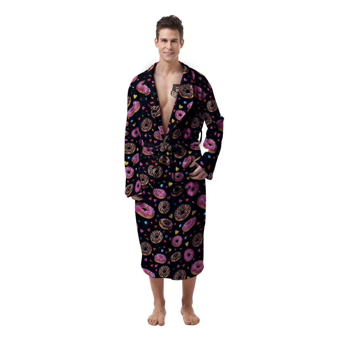 Donut Glaze Print Pattern Men's Robe-grizzshop
