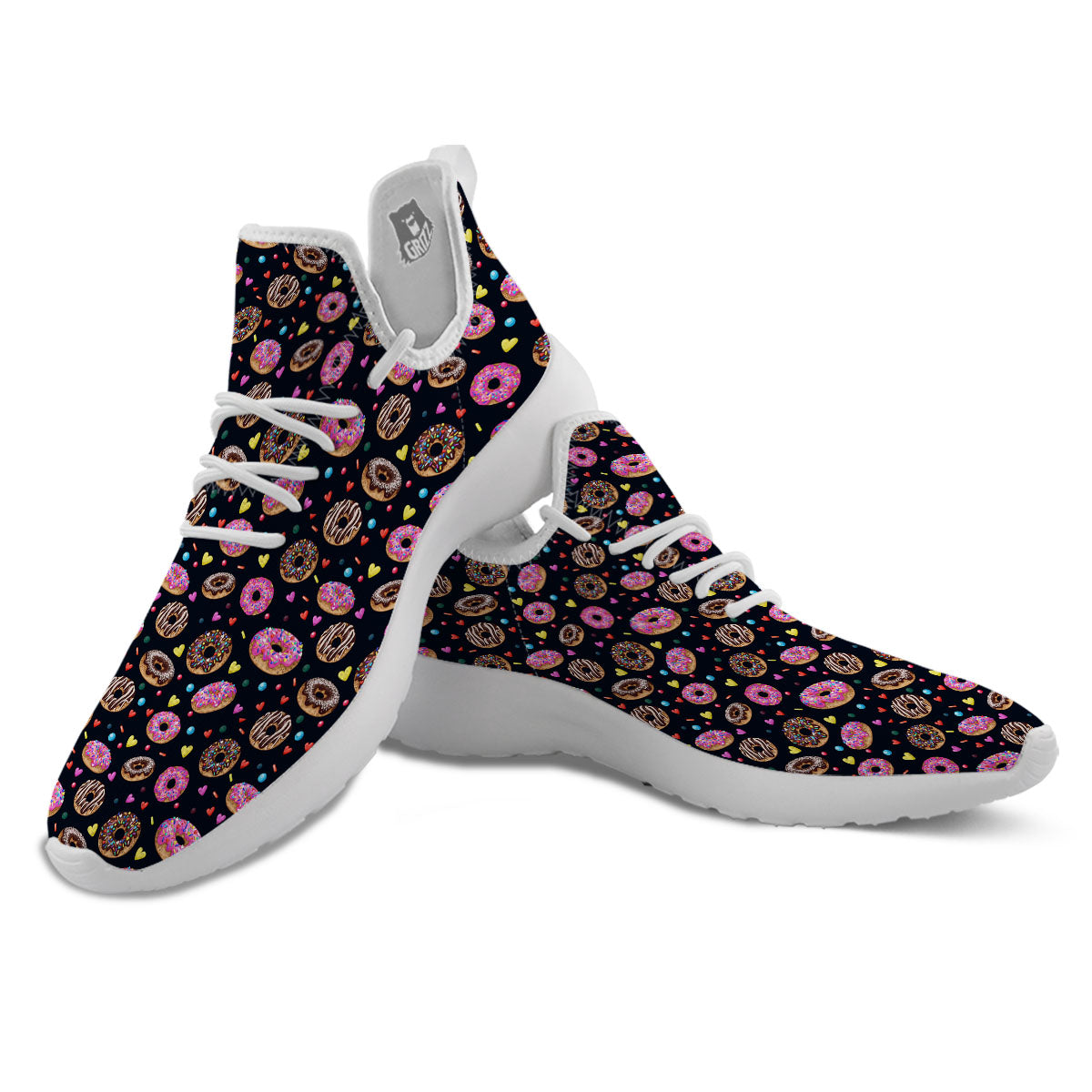 Donut Glaze Print Pattern White Athletic Shoes-grizzshop