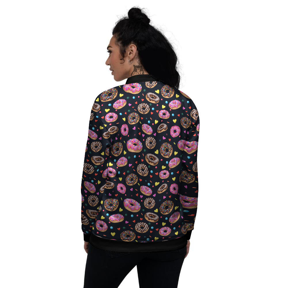 Donut Glaze Print Pattern Women's Bomber Jacket-grizzshop