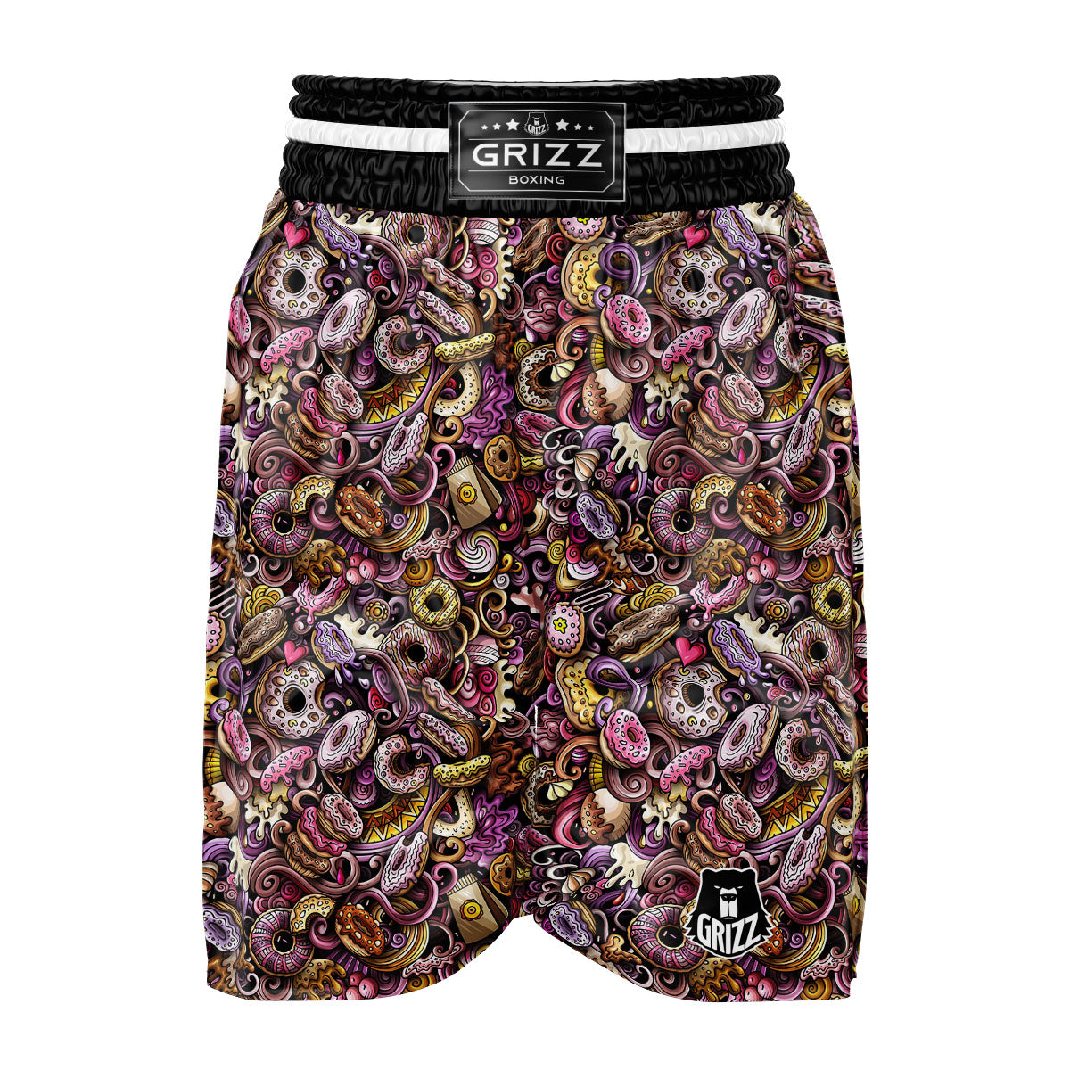 Donut Graffiti Print Pattern Boxing Shorts-grizzshop