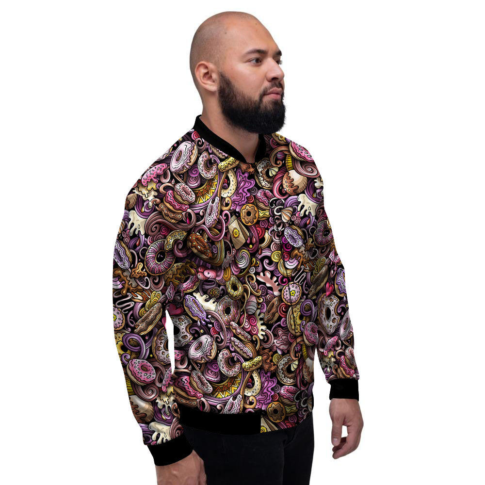 Donut Graffiti Print Pattern Men's Bomber Jacket-grizzshop