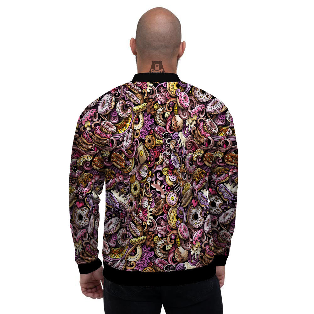 Donut Graffiti Print Pattern Men's Bomber Jacket-grizzshop