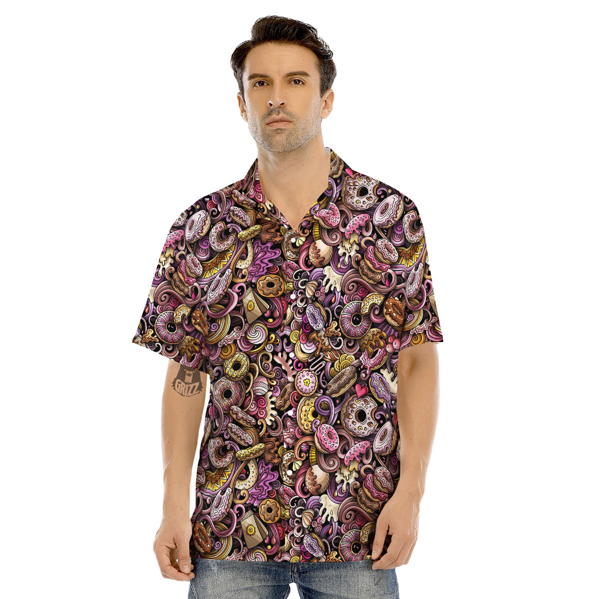 Donut Graffiti Print Pattern Men's Hawaiian Shirt-grizzshop