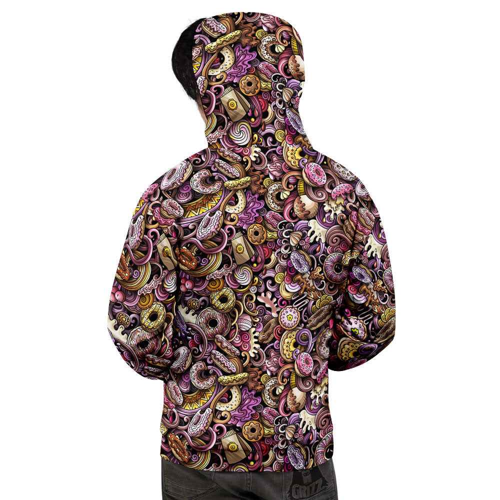 Donut Graffiti Print Pattern Men's Hoodie-grizzshop