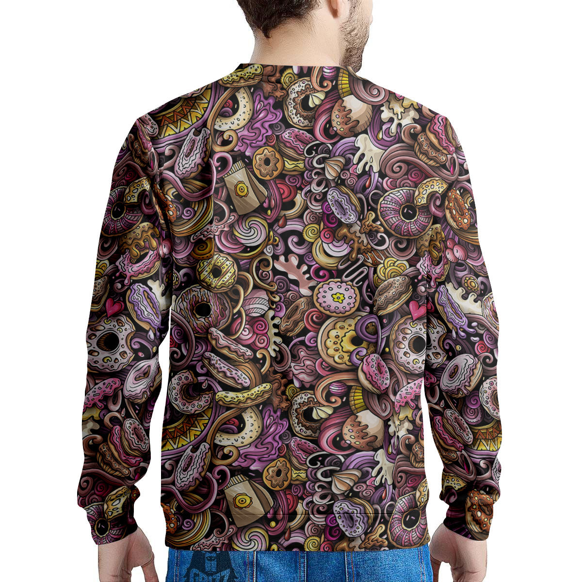 Donut Graffiti Print Pattern Men's Sweatshirt-grizzshop