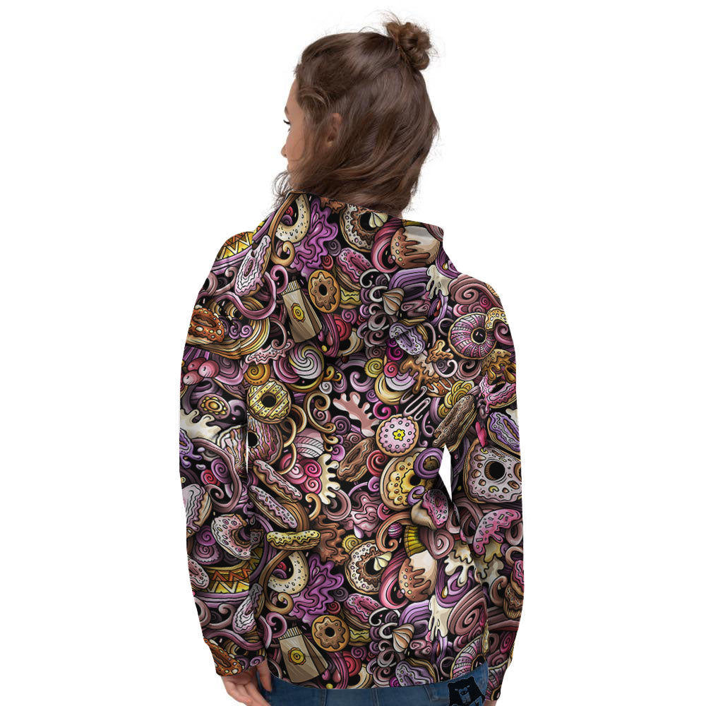Donut Graffiti Print Pattern Women's Hoodie-grizzshop