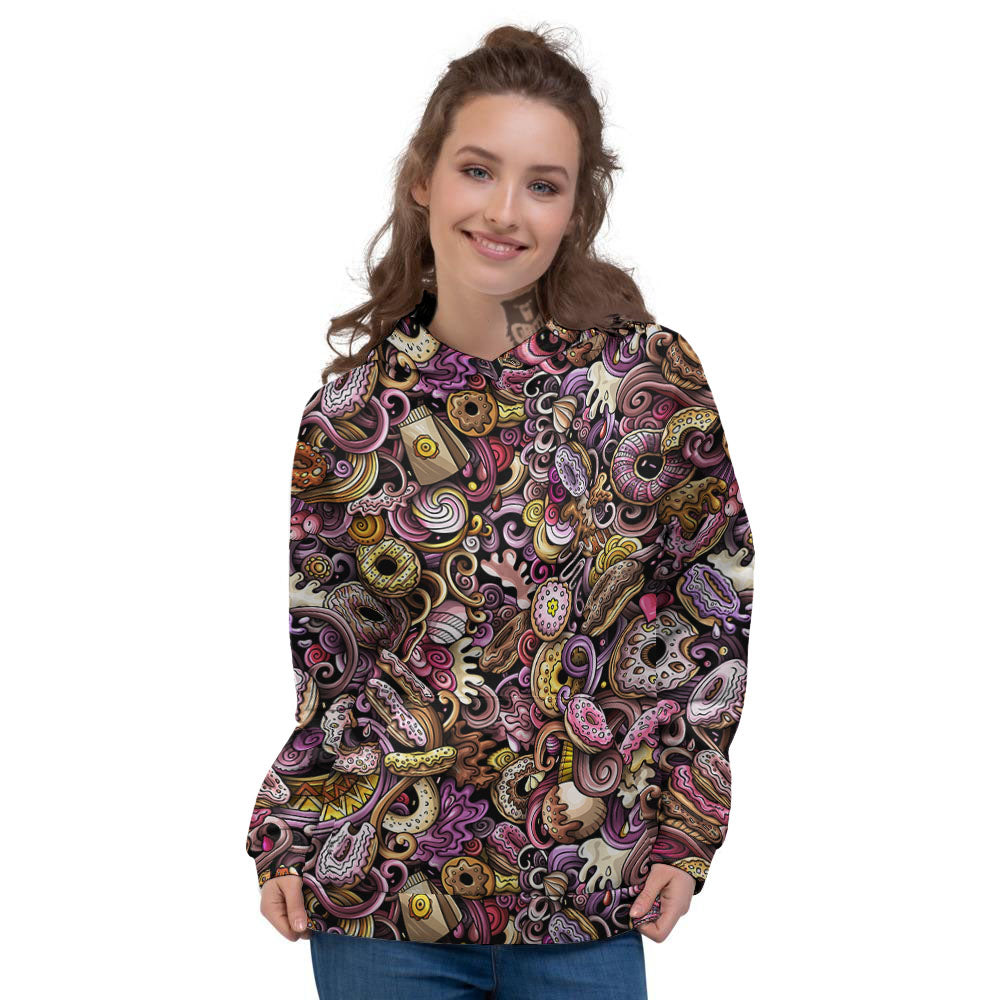 Donut Graffiti Print Pattern Women's Hoodie-grizzshop
