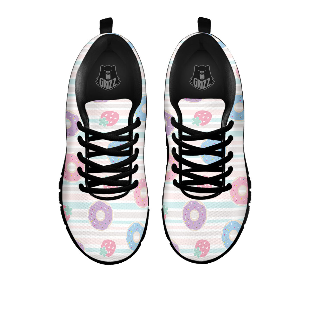 Donut Pastel Print Pattern Black Sneaker-grizzshop