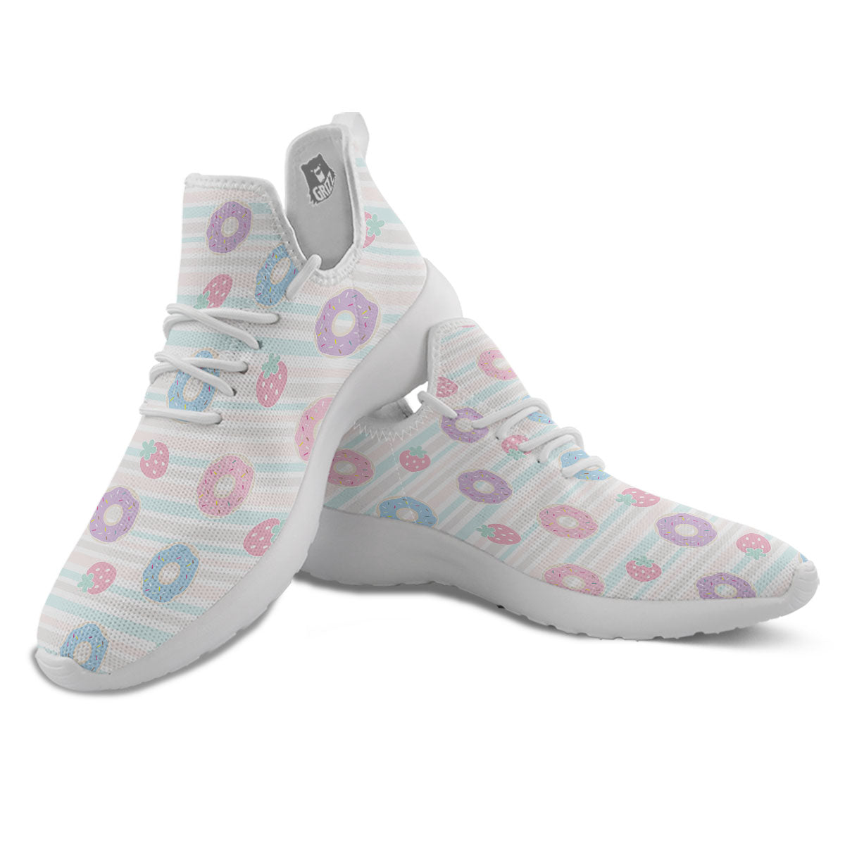 Donut Pastel Print Pattern White Athletic Shoes-grizzshop