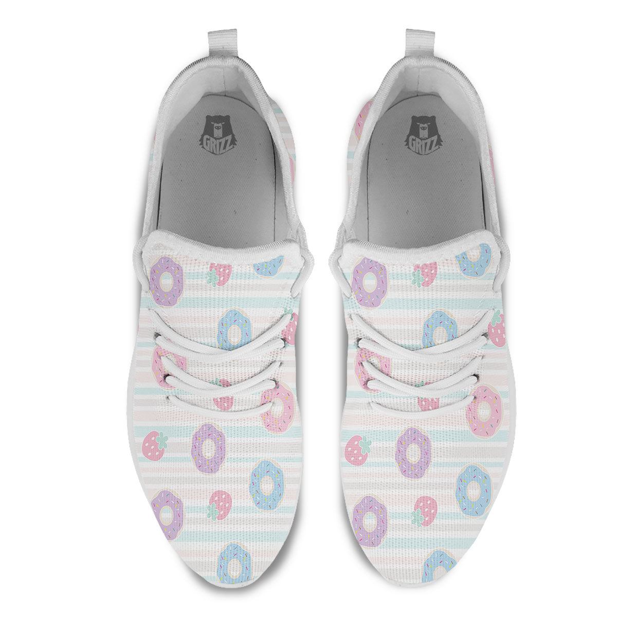 Donut Pastel Print Pattern White Athletic Shoes-grizzshop