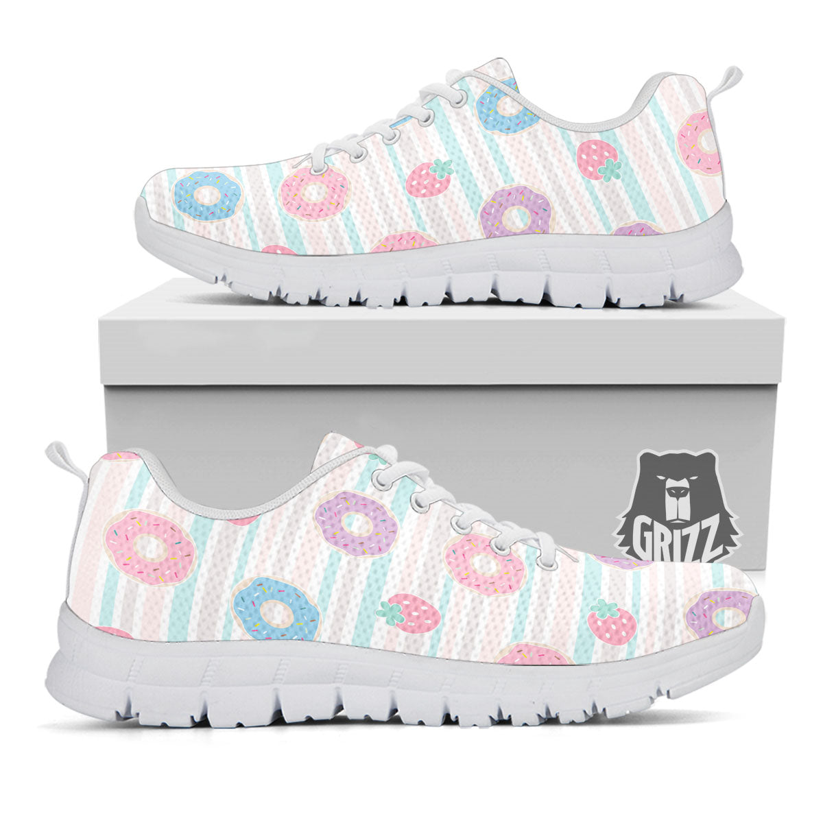 Donut Pastel Print Pattern White Sneaker-grizzshop