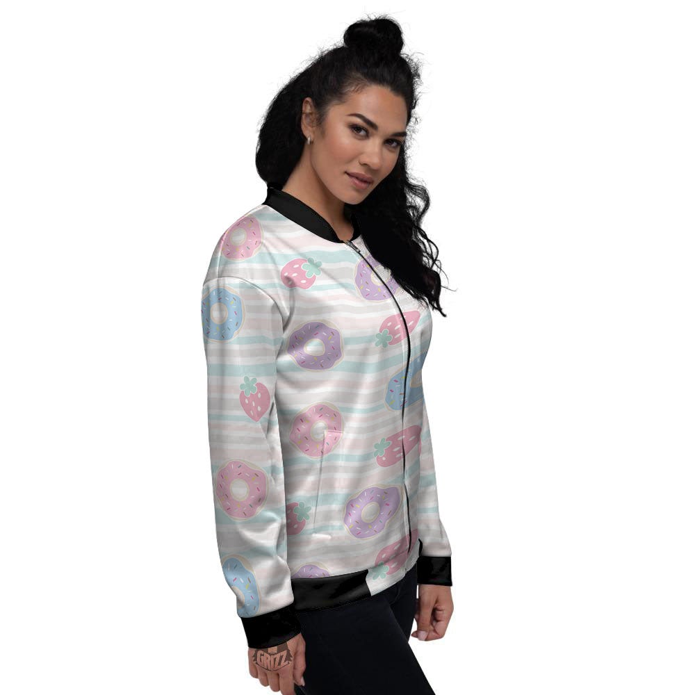 Donut Pastel Print Pattern Women's Bomber Jacket-grizzshop