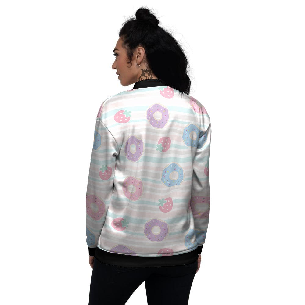 Donut Pastel Print Pattern Women's Bomber Jacket-grizzshop