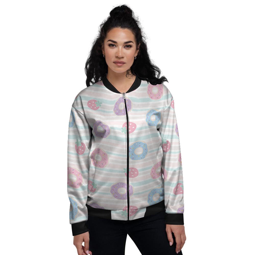 Donut Pastel Print Pattern Women's Bomber Jacket-grizzshop