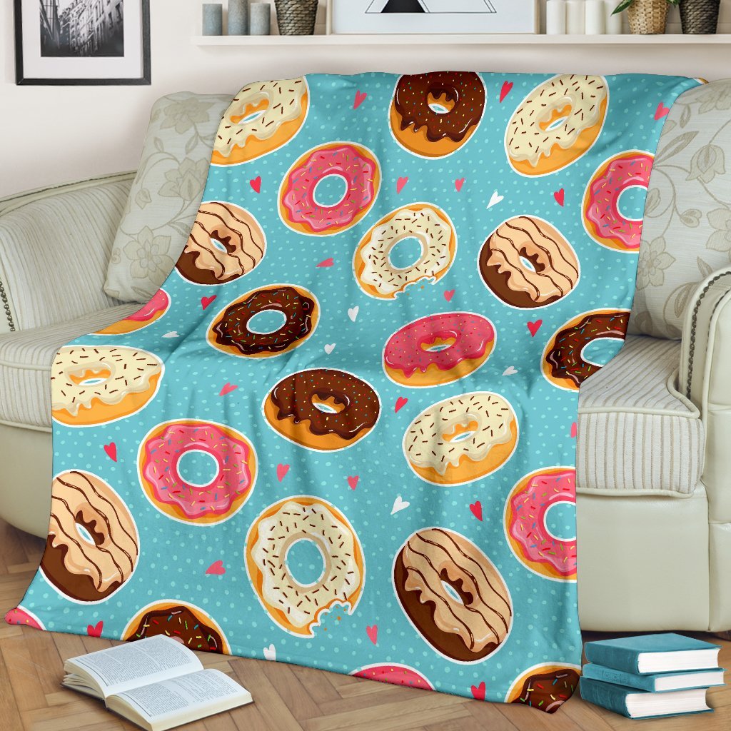 Donut Pattern Print Blanket-grizzshop