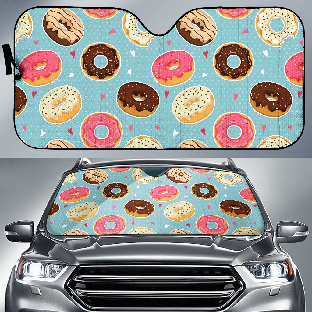 Donut Pattern Print Car Sun Shade-grizzshop