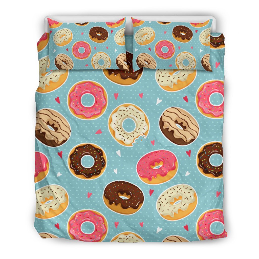 Donut Pattern Print Duvet Cover Bedding Set-grizzshop