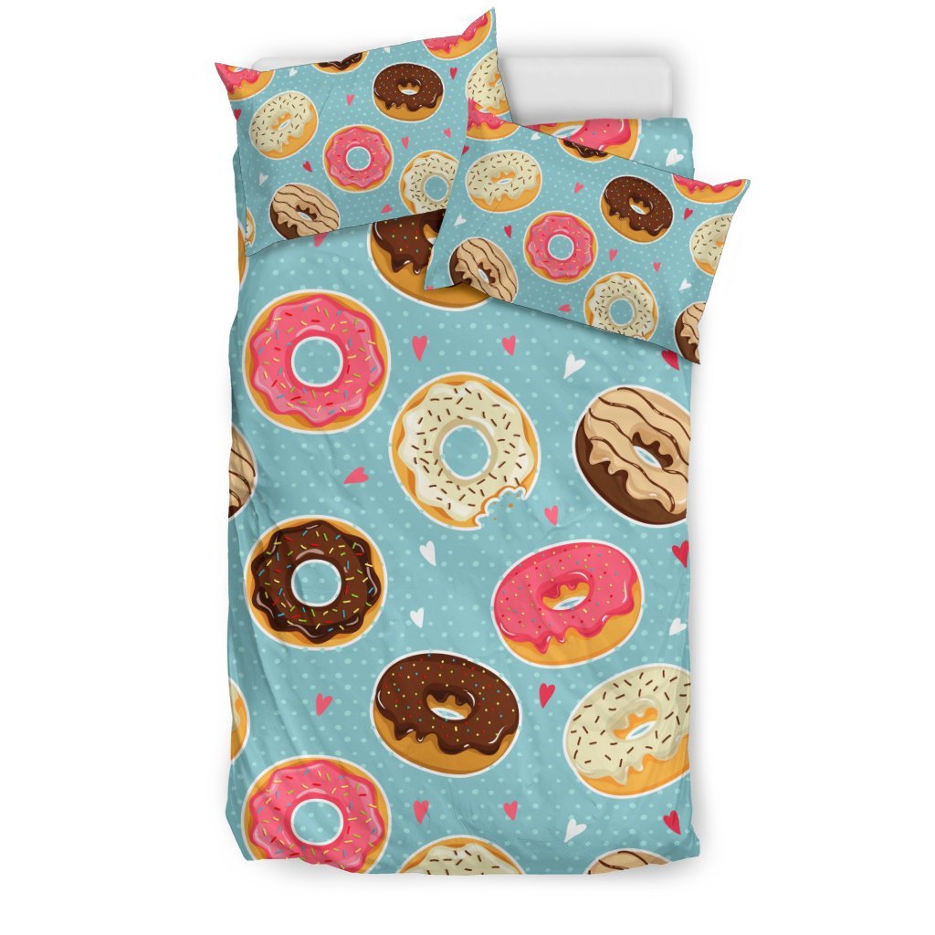 Donut Pattern Print Duvet Cover Bedding Set-grizzshop