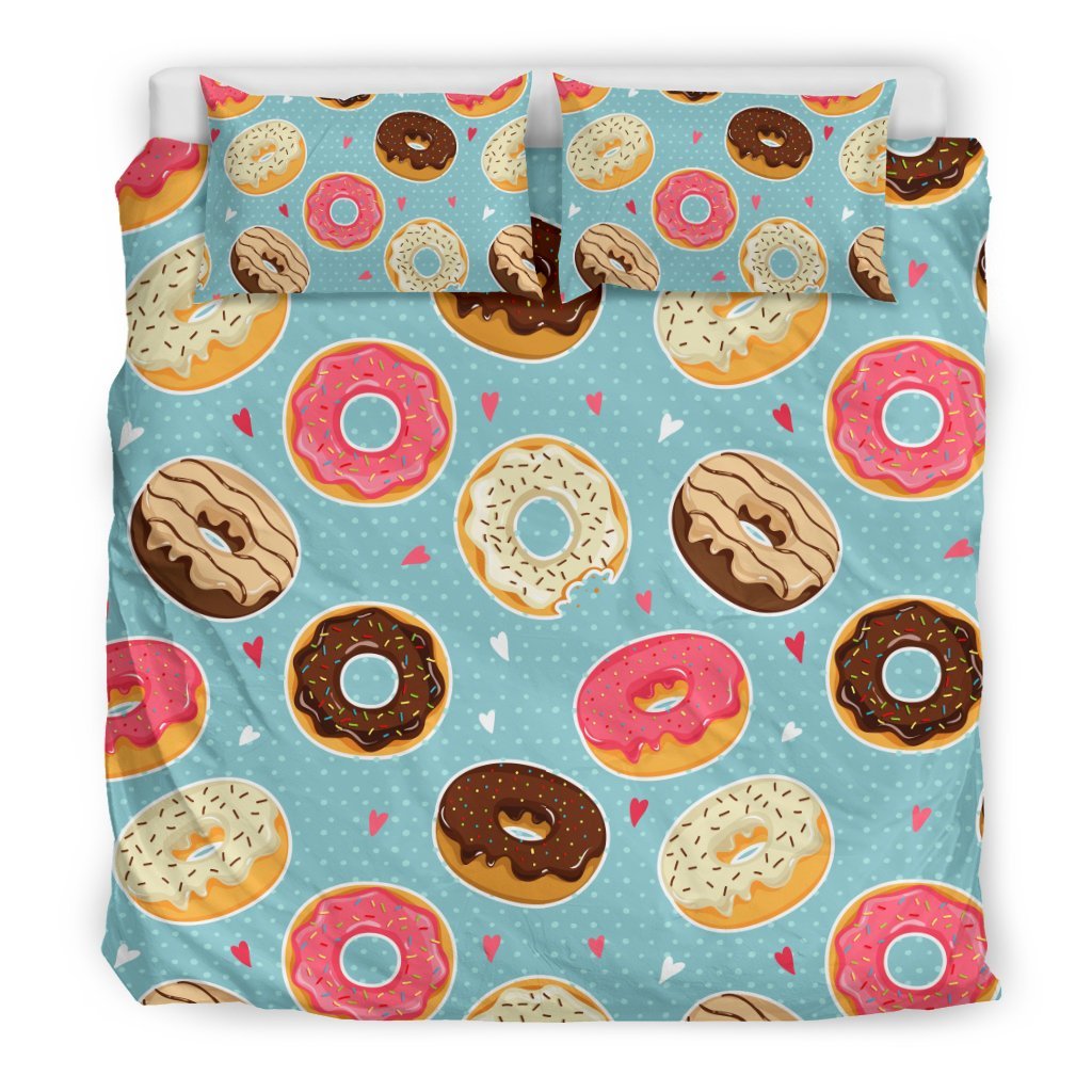 Donut Pattern Print Duvet Cover Bedding Set-grizzshop