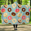 Donut Pattern Print Hooded Blanket-grizzshop