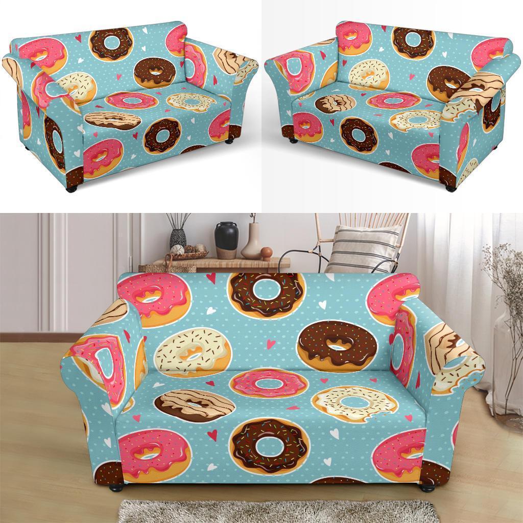 Donut Pattern Print Loveseat Cover-grizzshop