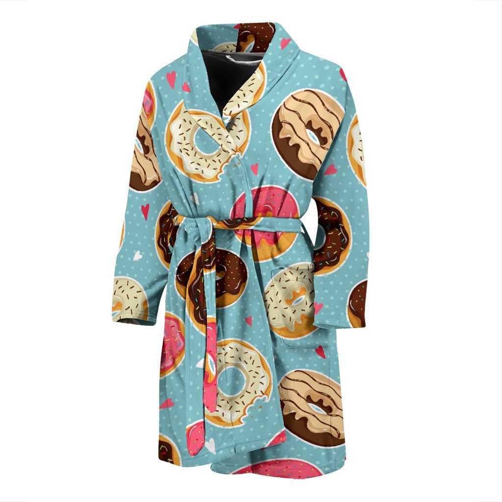 Donut Pattern Print Men Long Robe-grizzshop