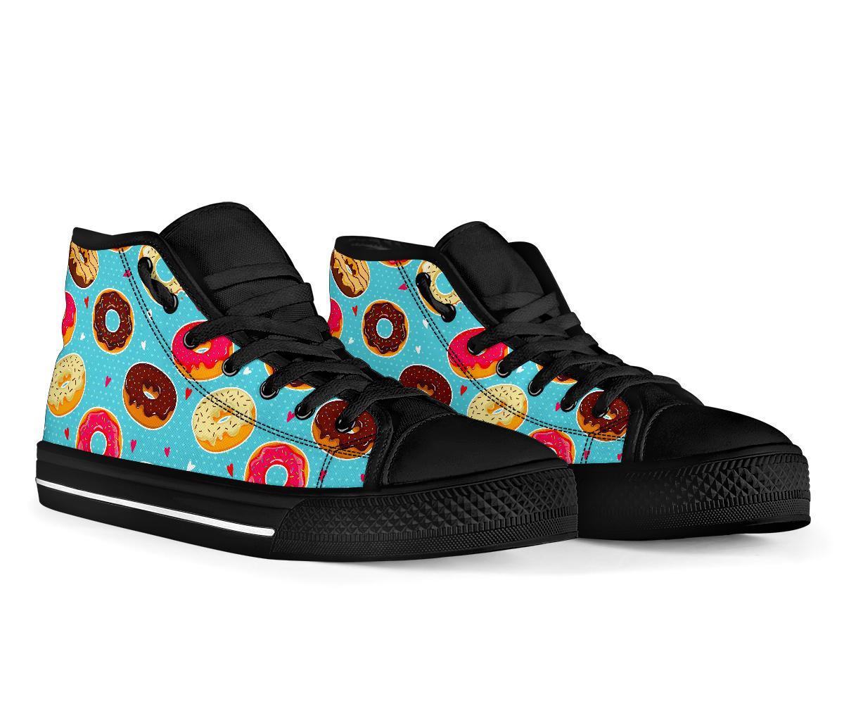 Donut Pattern Print Men Women's High Top Shoes-grizzshop