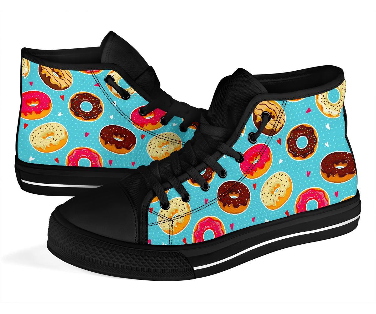 Donut Pattern Print Men Women's High Top Shoes-grizzshop