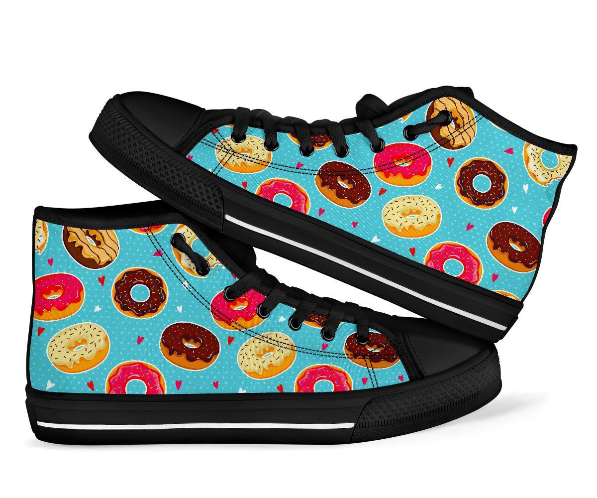 Donut Pattern Print Men Women's High Top Shoes-grizzshop