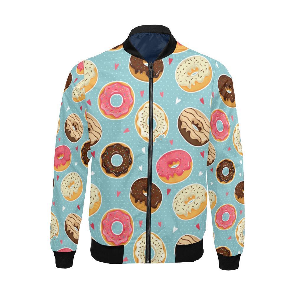 Donut Pattern Print Men's Bomber Jacket-grizzshop