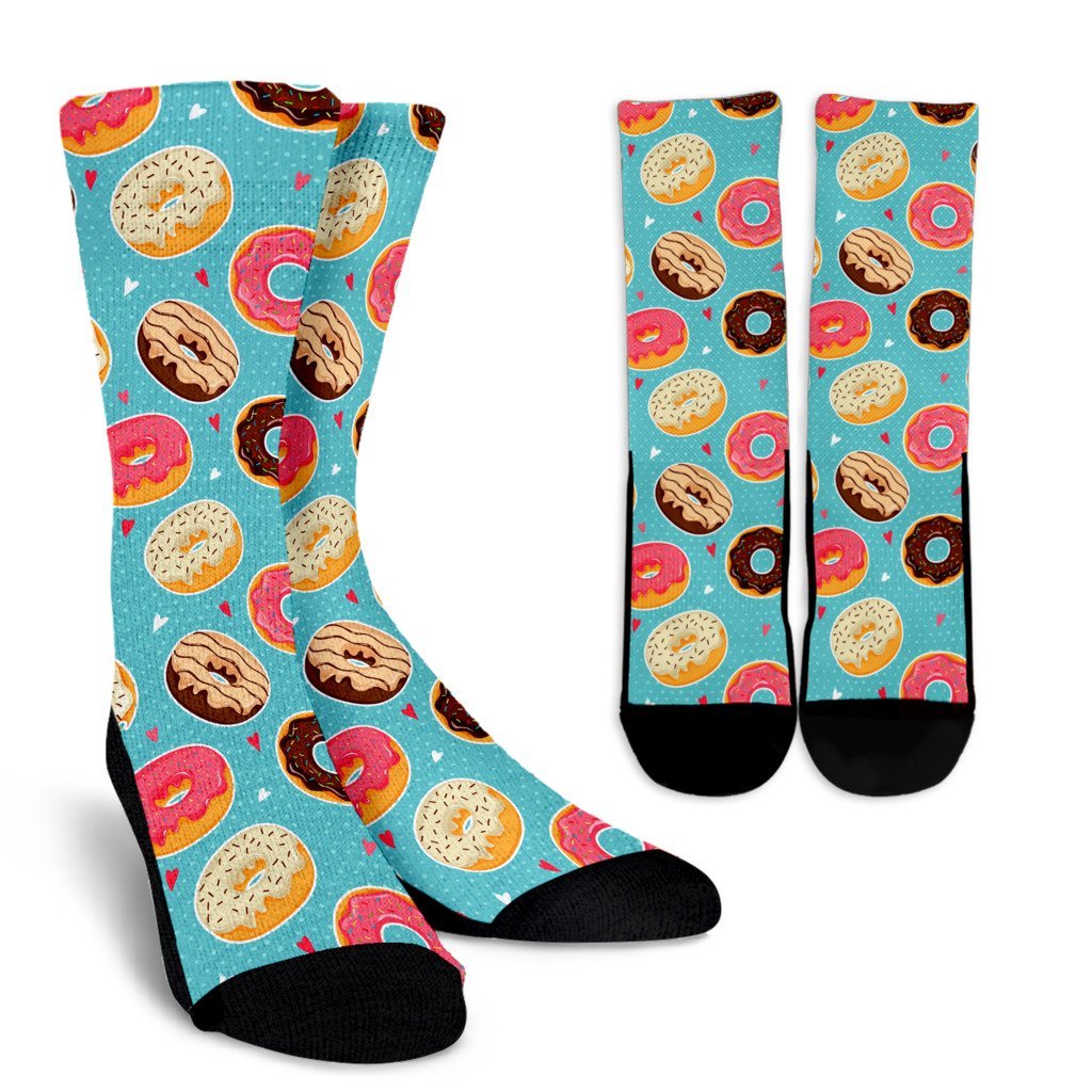 Donut Pattern Print Unisex Crew Socks-grizzshop
