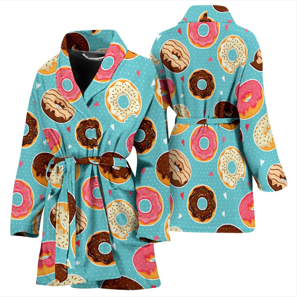 Donut Pattern Print Women Long Robe-grizzshop