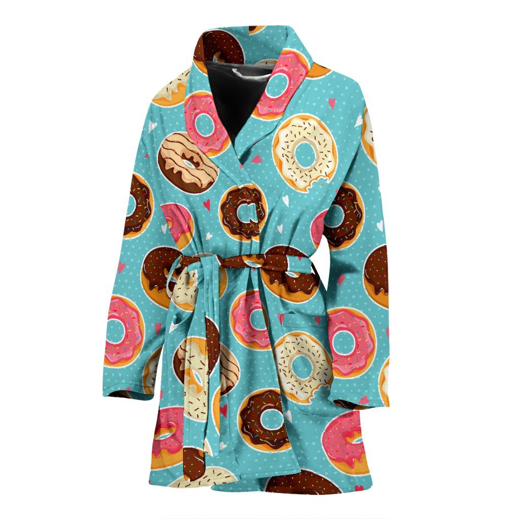 Donut Pattern Print Women Long Robe-grizzshop