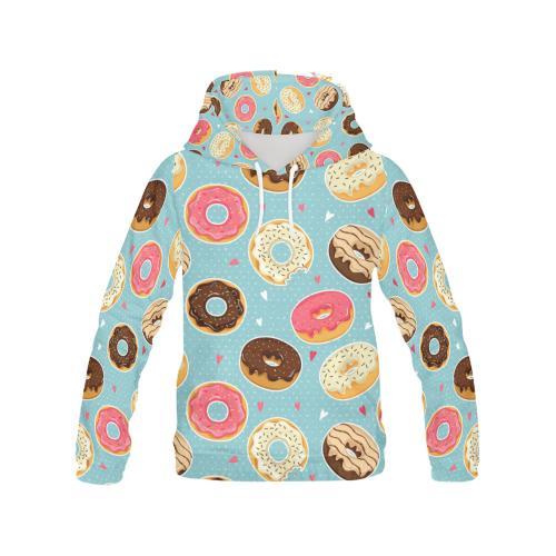 Donut Pattern Print Women Pullover Hoodie-grizzshop