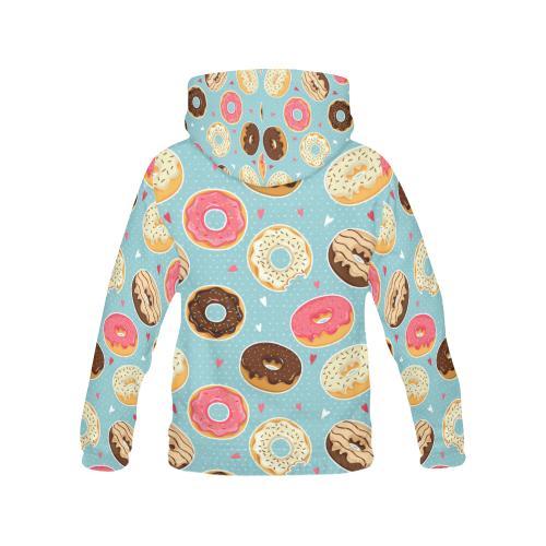 Donut Pattern Print Women Pullover Hoodie-grizzshop