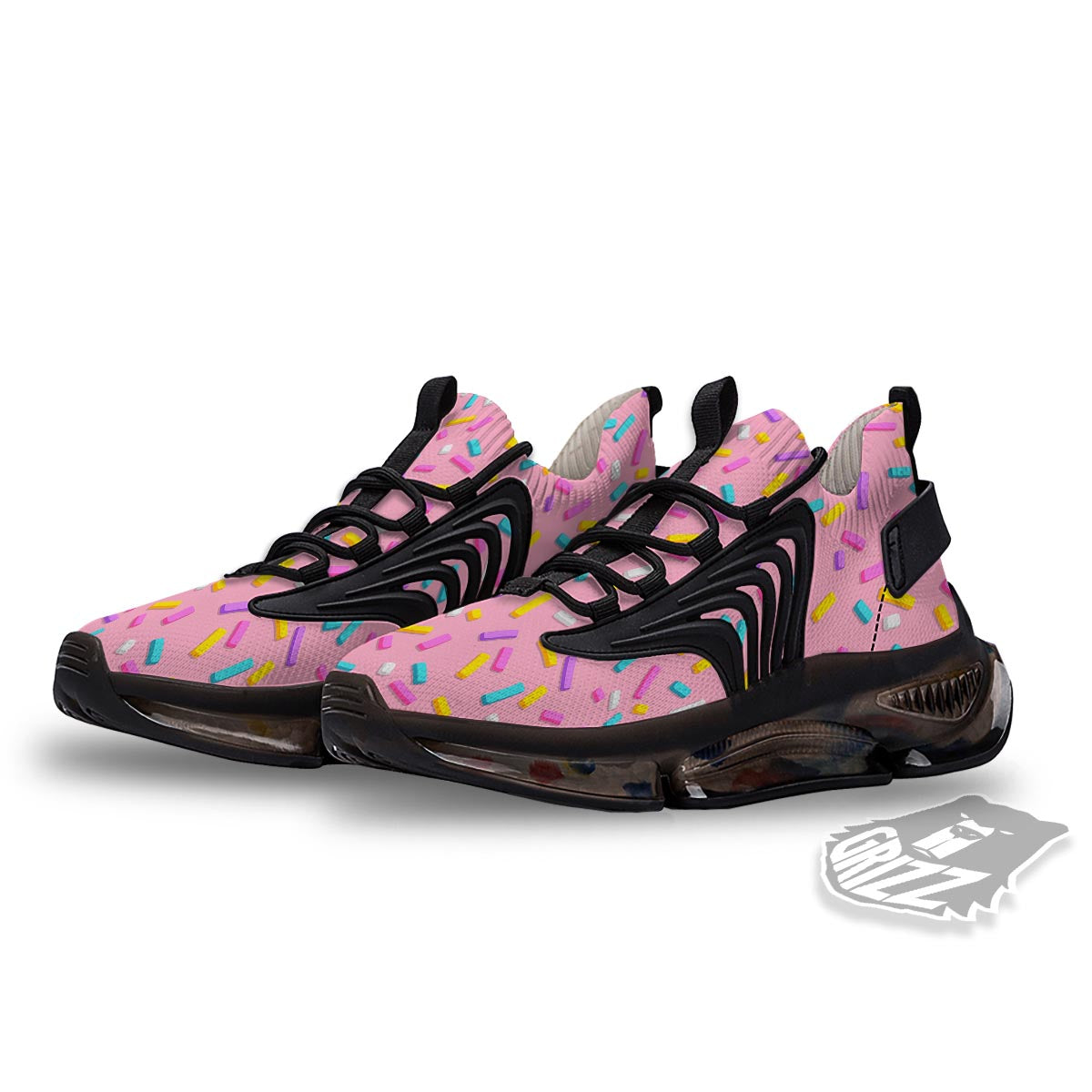 Donut Sprinkles Print Pattern Black Gym Shoes-grizzshop