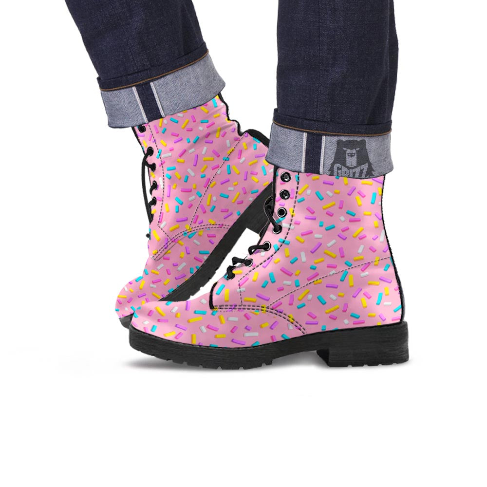 Donut Sprinkles Print Pattern Leather Boots-grizzshop