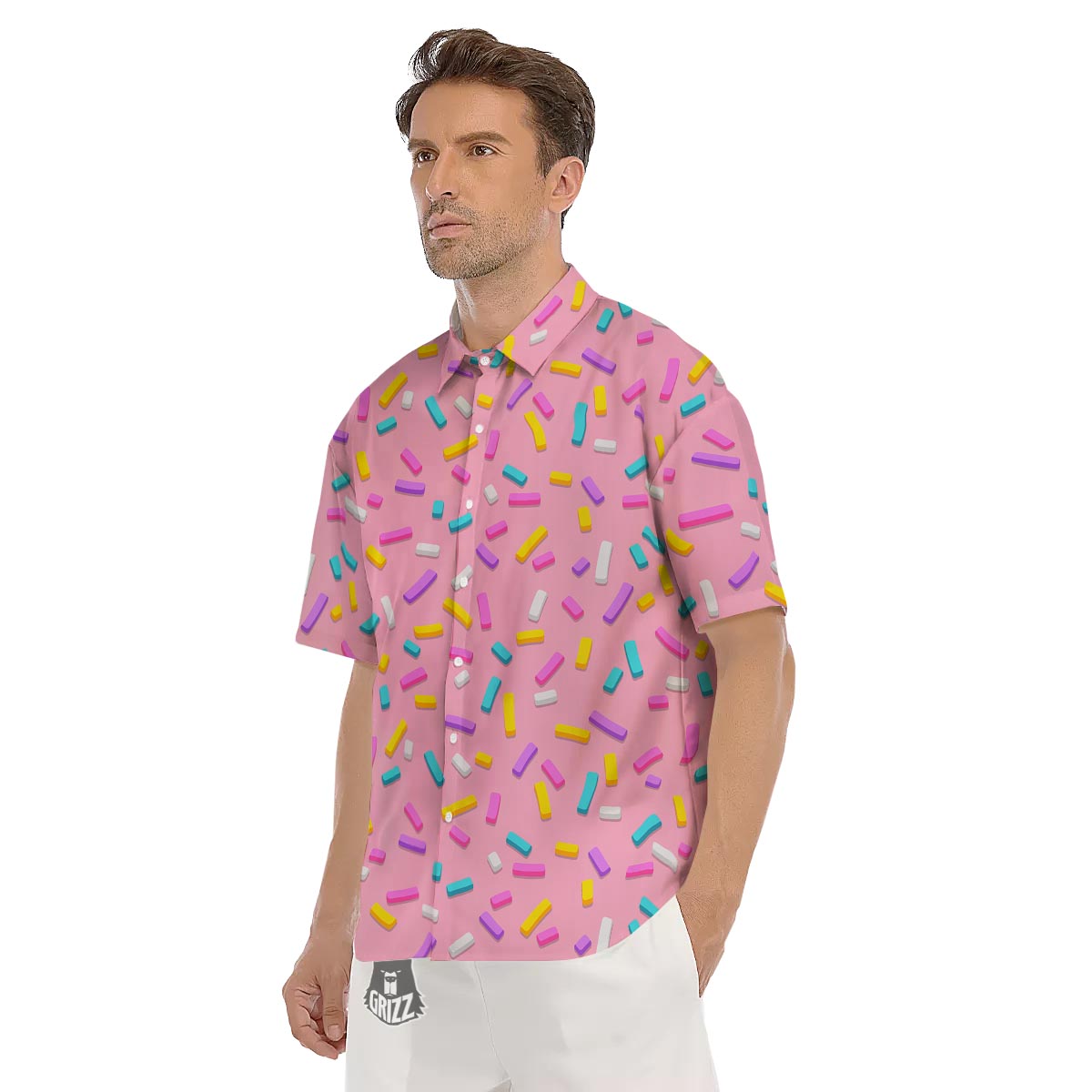 Donut Sprinkles Print Pattern Men's Short Sleeve Shirts-grizzshop