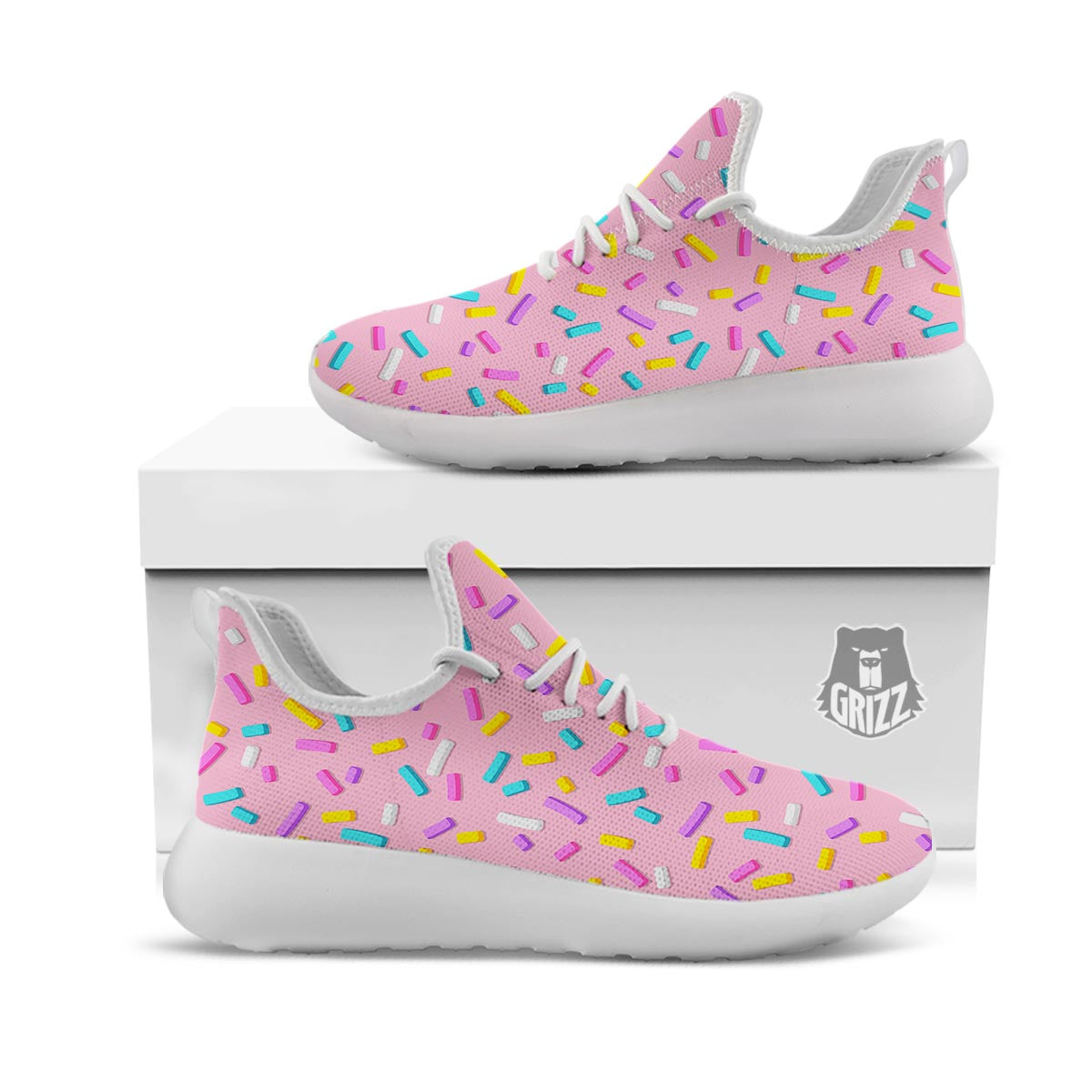 Donut Sprinkles Print Pattern White Athletic Shoes-grizzshop