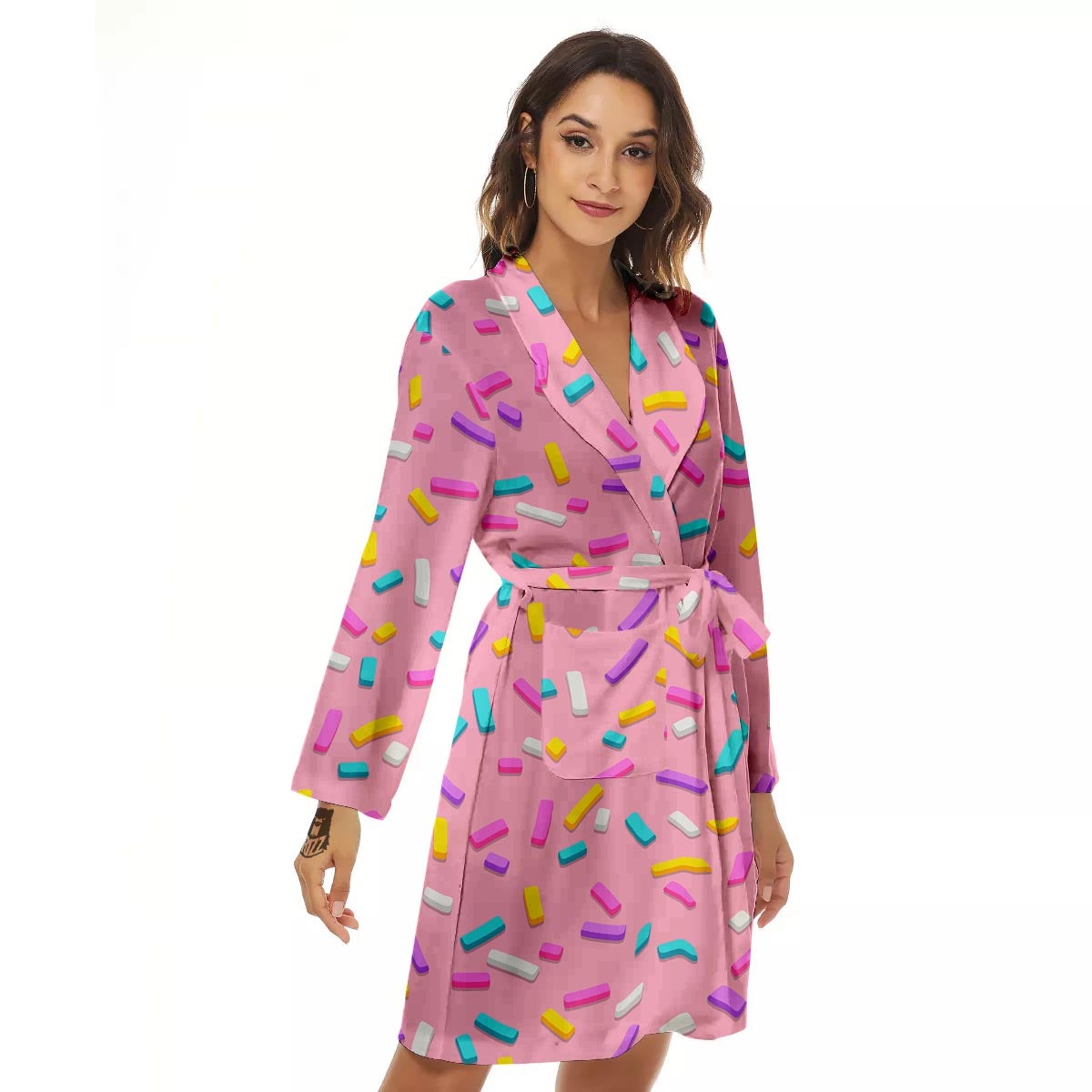 Donut Sprinkles Print Pattern Women's Robe-grizzshop