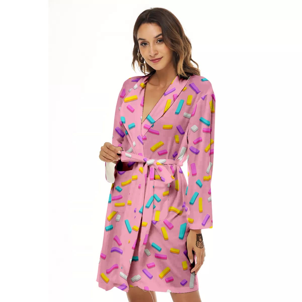 Donut Sprinkles Print Pattern Women's Robe-grizzshop